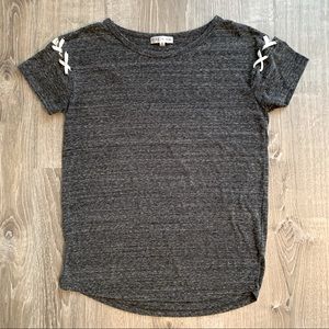 Black Heathered Knit T-Shirt